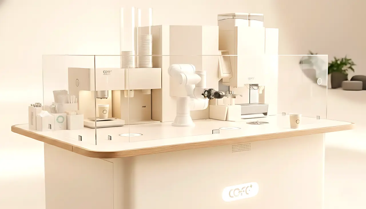Compact counter-format unit for hospital lobby beverage service