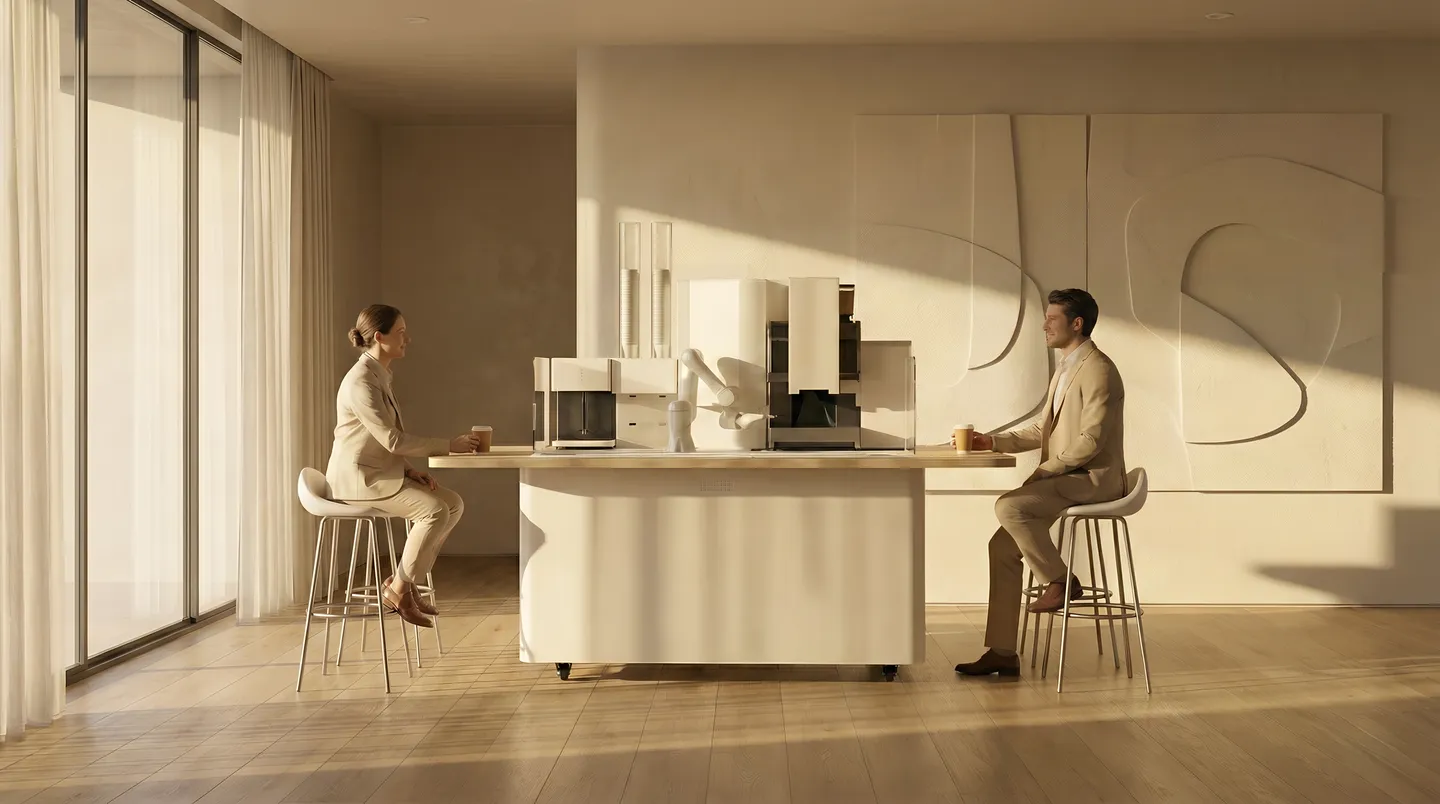 Enclosed kiosk format suited for hygiene-sensitive environments