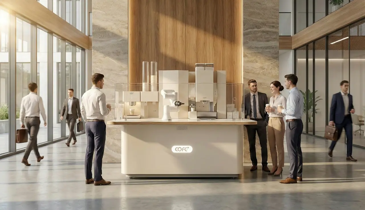 Autonomous beverage service in hospitality reception area