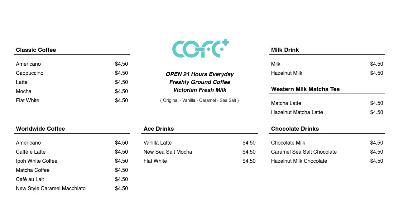 Standard English menu